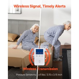 VEVOR Early Alert Bed Alarm System, Wireless Bed and Chair Sensor Pad with Call Button & Pager, Pre-Alert Safety Bed Alarms and Fall Prevention for Elderly, Dementia Patients, and Adults