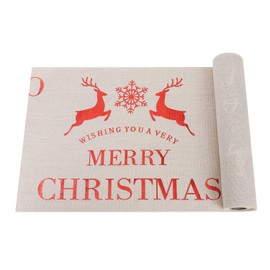 IBLUELOVER Merry Christmas Reindeer Table Cover Classic Xmas Table Runner Tree Elk Table Cloth Red Linen Festival Home Table Flag Dinner New Year Party Supplies Table Decor