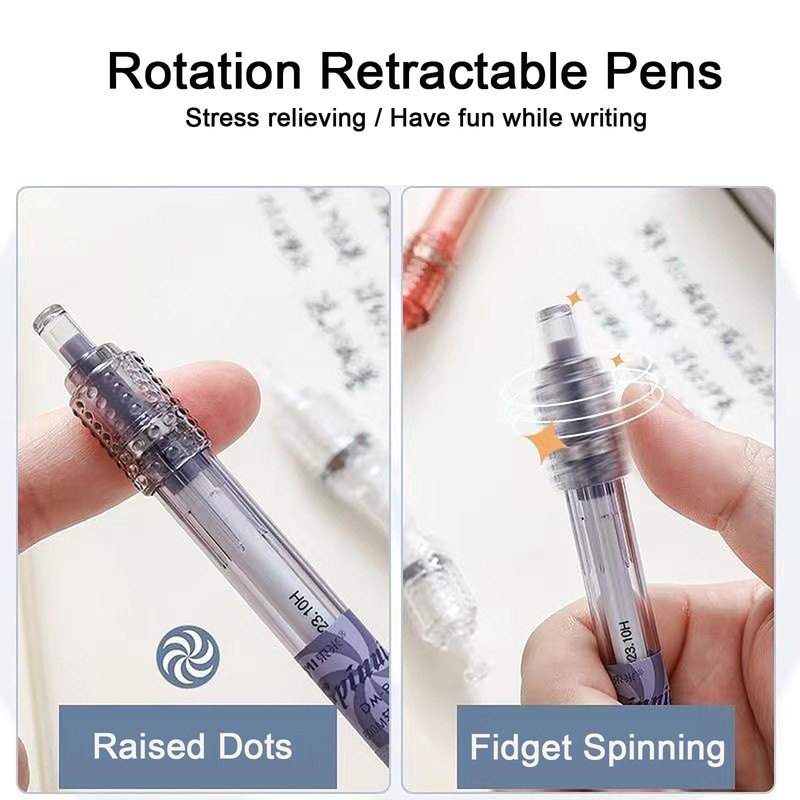 Archic Retractable Black Gel Ink Rotary Ballpoint Pens Pack of