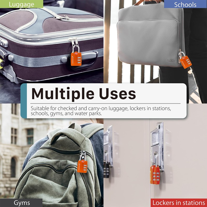 Fosmon TSA Accepted Luggage Locks (4-Pack), Open Alert Indicator TSA