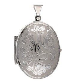 Designer Inspirations Boutique 25MM Wide MEDIUM Victorian Scrolling Engraved Oval Locket - 925 Sterling Silver