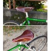 GORIX Bike Leather Saddle Seat Cowhide Studded Brown Vintage Shock