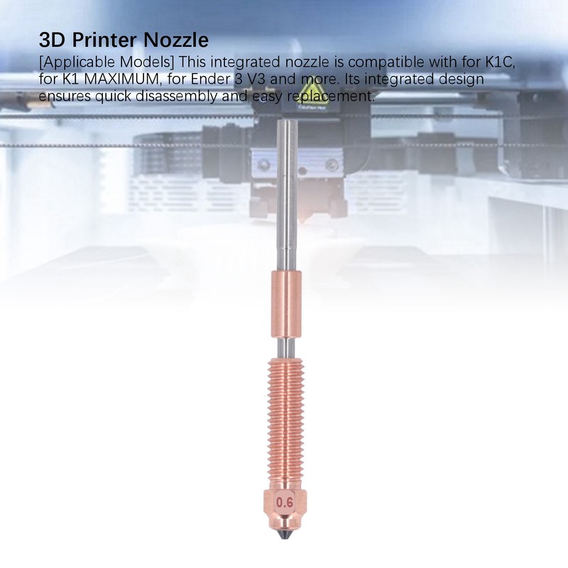 All Metal Integrated Printer Nozzle 30mm³/s Flow 600mm/s 0.6mm 3D