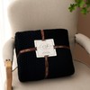 Longhui bedding Chunky Cable Knit Throw Blanket Lightweight Black 100%