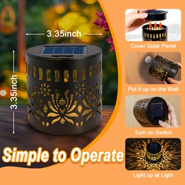 2 Pack Solar Fence Lights, Metal Solar Powered Outdoor Wall Lights with Flower Pattern,Waterproof Deck Step Lights for Garden Patio Backyard Decor, Unique Gardening Gifts for Women Mom Grandma
