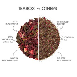 Teabox Premium Darjeeling Green Tea With Dried Hibiscus | 100% Whole Leaf & 0% Bitterness | Green Tea From The Himalayas | 50 Tea Bags (Low Caffeine)