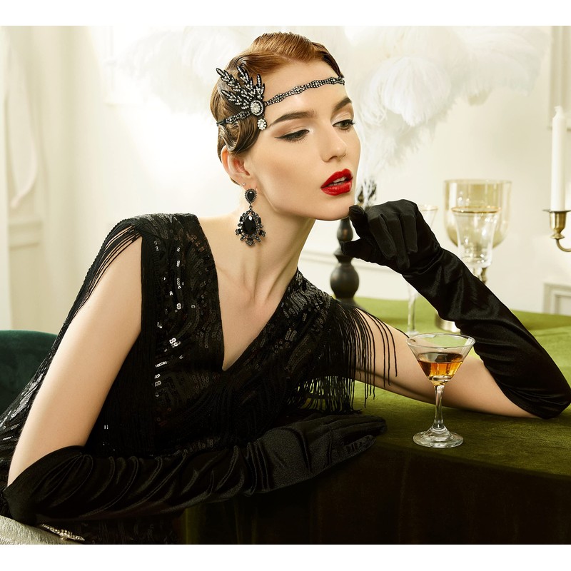 BABEYOND Long Opera Party 20s Satin Gloves Stretchy Adult Size
