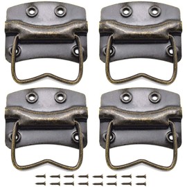 SDTC Tech 4 Pack Antique Bronze Wooden Box Puller Handles Side Panel Mounted for Suitcase Toolbox Cabinet Jewelry Box (57 x 45 x 54mm)