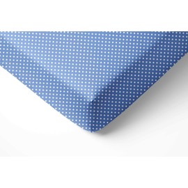 Bacati - Blue Pin Dots 100% Cotton Boys Universal Baby Crib or Toddler Bed Fitted Sheet