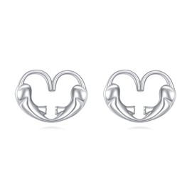 Cat Earrings 925 Sterling Silver Heart Cat Stud Earrings Cute Animal Jewelry Gifts for Women Friend