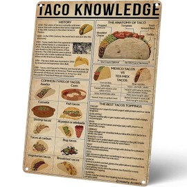Homely Accents Taco Knowledge Vintage Kitchen Decor Metal Signs, Retro Types of Taco Tin Poster, for Home, Restaurant, Cafe Bar Wall Decoration 12x16 Inches