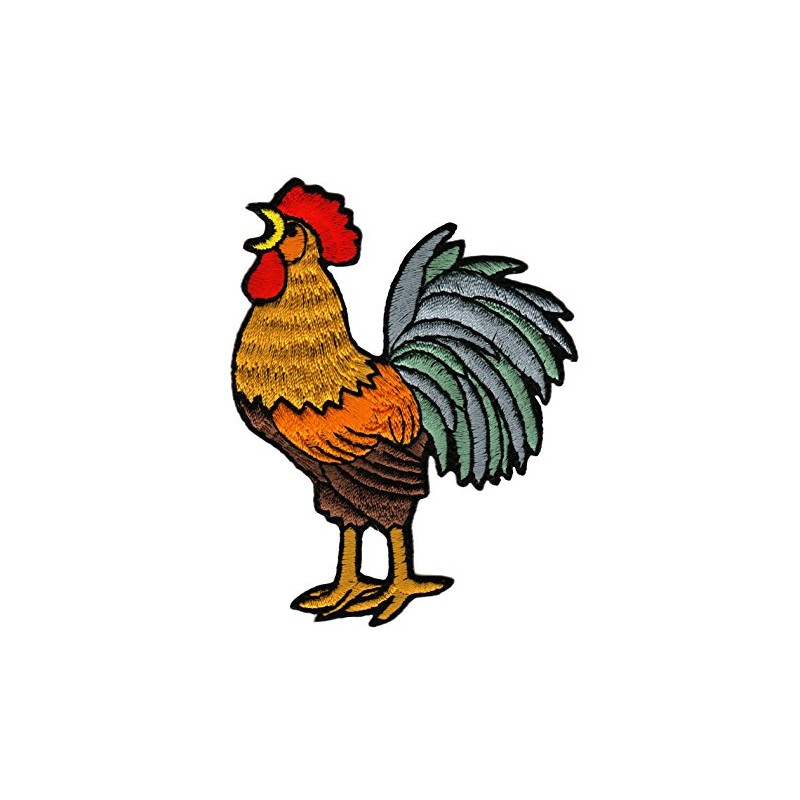 Rooster Gockel Bird Farm Sew-On Iron-On Patch Size 7 x