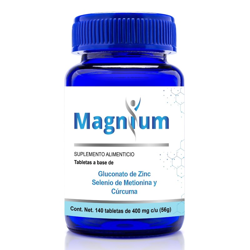 Selenio de Metionina, Gluconato de Zinc, Curcuma 140 Tabletas Magnium