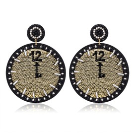 NLCAC New Years Earrings Beaded Rhinestone Clock New Years Eve Earrings Dangle Christmas Earrings Festive Holiday Gifts for Women Clock