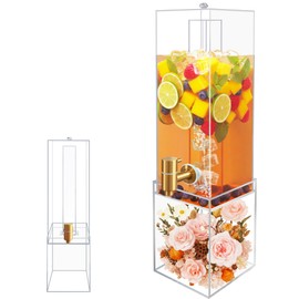 2 Gallon Drink Dispenser for Parties, Beverage Dispenser with Airtight Valve, Large Water Drink Dispenser, Water Dispenser with Acrylic Stand, Lemonade Dispenser for Water, Juice,Cocktails,Ice Tea