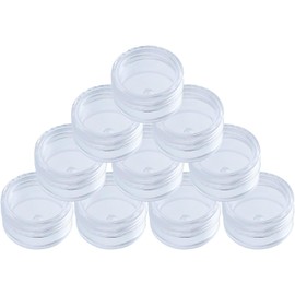 DFsucces Small Divided Round Case, 0.3 fl oz (10 ml), Set of 10, Plastic Cream Case, Accessory Case, Beads, Nail Storage Box, Storage Box for Small Items, Cosmetics, Refill Containers, Transparent, Convenient Goods, Business Trips, Travel Supplies, Home 