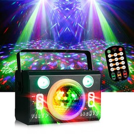 Stage Light,Disco Ball Light, 4 Eyes Pattens Show, Strobe Par Lights, Sound Activated, Remote Control, for Home Parties Holiday Christmas Birthday Wedding Event Karaoke DJ Club Bar Pub