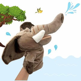 PLAYZOCO Plush Hand Puppet Elephant Hand Puppet Finger Puppet Animal Doll Educational Toy Plush Cotton PP Size 25cm Elephant Design