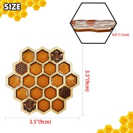 CAIRIAC Wooden Coasters Honeycomb Drink Coaster Bee Coasters Set with Holder for Modern Home Decor, Housewarming Gift Wood Coasters for Drinks Coffee Table, Desk (Brown)