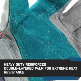 Glove Station Heavy Duty Double-Layer Cowhide Split Leather Palm Work Gloves with Rubberized Safety Cuff (X-Large (XL), 12-Pack)