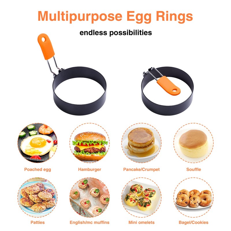 Egg Rings 3.5 Inch 4 Packs for Non-Stick Roasting Egg