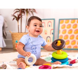 B. toys – Stacking Rings – Textured Ring Stacker for Babies – Early Development Toys – 100% Non – Toxic – Fun & Educational – Great for Dexterity & Cognitive Skills