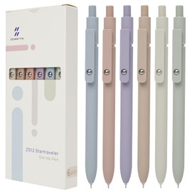 MorPionk Gel Pens, 6 Pcs 0.5mm Quick Dry Black Ink Smooth Writing Journaling High-End Series Metal Clip Retractable Pen Gifts for Women (Morandi)