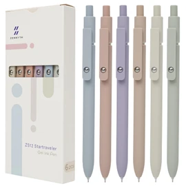 MorPionk Gel Pens, 6 Pcs 0.5mm Quick Dry Black Ink Smooth Writing Journaling High-End Series Metal Clip Retractable Pen Gifts for Women (Morandi)