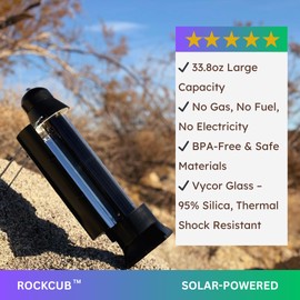 Rockcub Solar Kettle – 33.8 Fl Oz. Portable Solar Water Heater for Outdoor Camping, Hiking, Emergency Boiling, Survival Gear, Eco-Friendly Solar Powered Thermos Bottle