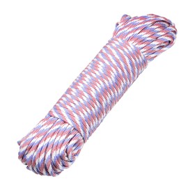 DonDon 98 ft - 30 m nylon cord Paracord survival DIY rope cord for outdoor camping activities 0.6 inch - 4 mm - 7 strands red-blue-white
