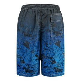 Traje de baño para hombre con forro de compresión de 9 pulgadas, pantalones cortos integrados 2 en 1, de secado rápido con bolsillos con cierre, Hojas degradadas azules, 4X-Large