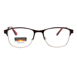 Multi-Focus Progressive Lens Glasses 3 in 1 Reader Spring Hinge Metal Red +1.5