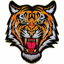 Unbranded BENGAL ANGRY TIGER iron-on embroidered PATCH 4" Large