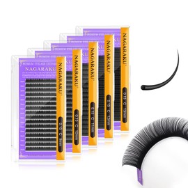 NAGARAKU 5 Trays Eyelash Extensions Supplies Classic 1:1 Lashes Individual Volume Lash Extensions Soft Single Natural Eyelashes Matte Black 16 Rows (0.15mm C Curl 9/10/11/12/13mm in 1 Pack)