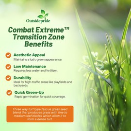 Outsidepride 25 lb. Combat Extreme Turf Type Fescue Lawn Grass Seed Blend for Transition Zone