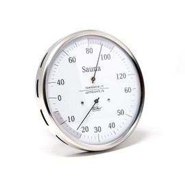 Fischer 194.01 - Sauna-Thermohygrometer - 130mm Haar-Hygrometer und Bimetall-Thermometer aus Edelstahl Made in Germany