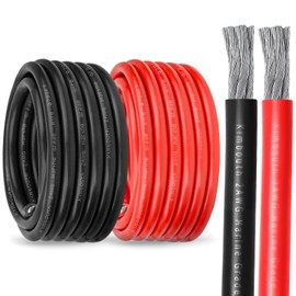 2 Gauge Marine Wire Tinned Copper Boat Cable, Standard USA OFC Oxygen Free Copper Wire for Automotive Boat Speakers Solar Outdoors (2 Gauge 5FT Red+5FT Black)