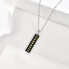 URONE Moon Phase Necklace 925 Sterling Silver Moon Pendant Bar Necklace Moon Phase Jewelry Gift For Women