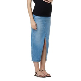 HUDSON Women's Maternity Belly Band Midi Denim Skirt with Front Slit, Off Season, 31