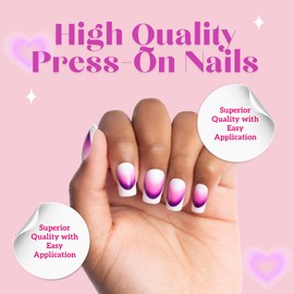 Keep It Classy Press-On Nails Kit by Monyetta Shaw || Highlighter, Square || Reusable, Vegan, Non-Toxic, Easy Application || One 24 Nail Kit