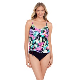 Shapesolver Women's Standard Side Ring Tankini, Mystic Tropic