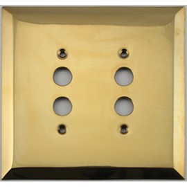 Jumbo Stamped Unlacquered Brass Two Gang Push Button Light Switch Wall Plate