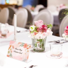 KiKiHong 30 pieces acrylic label holder, table stand, acrylic vertical price tag stand, 9 x 6 cm holder, business card display, suitable for shopping malls, offices, supermarkets