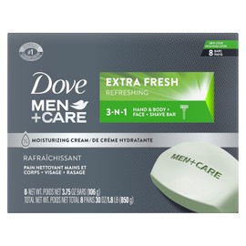 Dove Men+Care Bar Cleanser 3.75 oz | Extra Fresh, 8 barras, 3 en 1