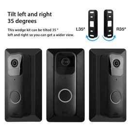 HOLACA Wall Plate with 35 Degree Left/Right Angled Wedge Mount for Blink Video Doorbell(2021-1st Gen)-[Hard ABS Material] (Black)