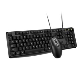 Wired Keyboard and Mouse, 104 Keys Wired Keyboard with Numeric Keypad, LED Indicators, Ergonomic, Comfortable Play and Plug for Windows/Mac/PC;Square Key Cap(Black)
