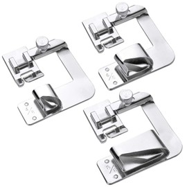 HONEYSEW Rolled Hem Foot, Hemming Presser Foot Kit for Sewing Rolled Hemmer Pressure Foot for Brother Singer and Other Sewing Machine (3Size Wide Rolled Hem Foot)
