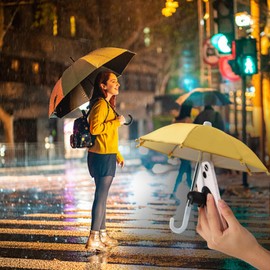 hautllaif 2pcs Cell Phone Umbrella for Sun Shade, Universal Adjustable Cute Phone Shade Umbrella with Piggy Style Suction Cup, Outdoor Anti-Glare Stand Sun Visor (Yellow & Pink)