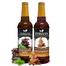 Syruvia Holiday Syrup Variety Pack Chocolate Mint & Gingerbread - 25.4oz - 2-Flavor Holiday Gift Set, Gluten-Free, Kosher (2-Pack)