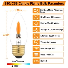 CHULEIBACUI B10/B11 LED Flame Effect Light Bulb E26 Type B Flickering Candle Light Bulbs for Holiday Gifts Home Hotel Bar Party Decoration Non-Dimmable 2pack
